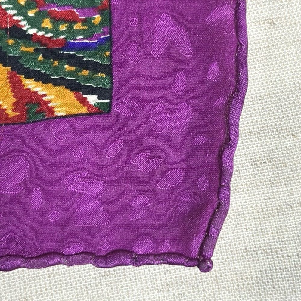GIVENCHY for The Leadings Hotels of World Silk Scarf Purple Gold Hand Rolled - Picture 10 of 10